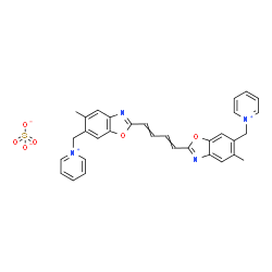 1,1'-[1,3-butadiene-1,4-diylbis[(5-methyl-2,6-benzoxazolediyl)methylene]]dipyridinium sulphate结构式