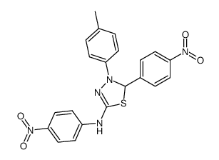 5-<4-Nitro-phenylamino>-2-<4-nitro-phenyl>-1-p-tolyl-1,3,4-thiadiazolin结构式