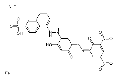 Ferrate(1-), 5-2,4-dihydroxy-5-(2-hydroxy-3,5-dinitrophenyl)azophenylazo-2-naphthalenesulfonato(3-)-, sodium Structure