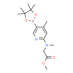 Methyl 2-(Methyl(4-Methyl-5-(4,4,5,5-tetramethyl-1,3,2-dioxaborolan-2-yl)pyridin-2-yl)amino)acetate结构式