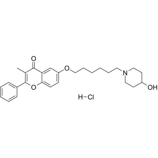 6-(6-(4-hydroxypiperidinyl)hexyloxy)-3-methylflavone HCl结构式
