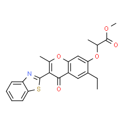 methyl 2-((3-(benzo[d]thiazol-2-yl)-6-ethyl-2-methyl-4-oxo-4H-chromen-7-yl)oxy)propanoate Structure