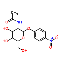 4-硝基苯基 2-(乙酰氨基)-2-脱氧-beta-D-吡喃葡萄糖苷结构式