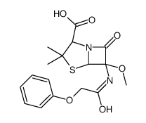 4-Thia-1-azabicyclo3.2.0heptane-2-carboxylic acid, 6-methoxy-3,3-dimethyl-7-oxo-6-(phenoxyacetyl)amino-, (2S,5R,6S)-结构式