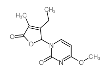 2(1H)-Pyrimidinone,1-(3-ethyl-2,5-dihydro-4-methyl-5-oxo-2-furanyl)-4-methoxy- Structure