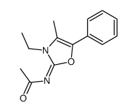 N-(3-ethyl-4-methyl-5-phenyl-1,3-oxazol-2-ylidene)acetamide结构式