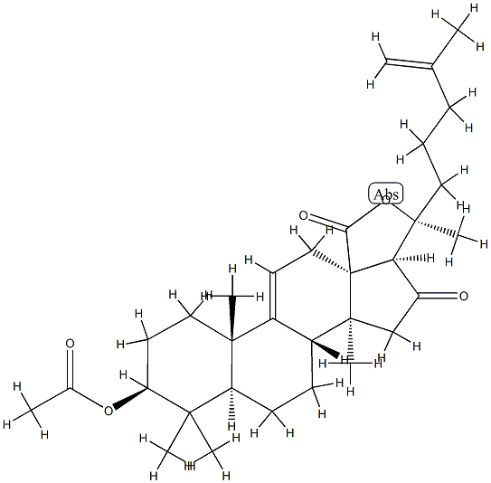 3β-(Acetyloxy)-20-hydroxy-16-oxo-5α-lanosta-9(11),25-dien-18-oic acid γ-lactone结构式