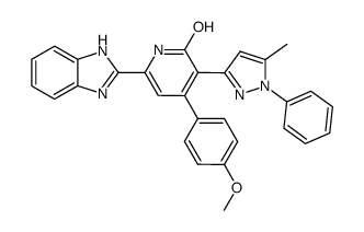 6-(1H-benzoimidazol-2-yl)-4-(4-methoxy-phenyl)-3-(5-methyl-1-phenyl-1H-pyrazol-3-yl)-1H-pyridin-2-one结构式