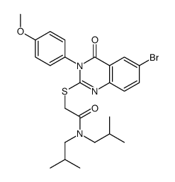 2-[6-bromo-3-(4-methoxyphenyl)-4-oxoquinazolin-2-yl]sulfanyl-N,N-bis(2-methylpropyl)acetamide Structure