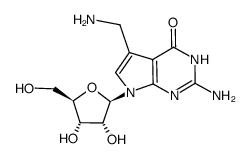 2-amino-5-aminomethyl-3,4-dihydro-7-β-D-ribofuranosyl-7H-pyrrolo<2,3-d>pyrimidin-4-one结构式