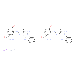 sodium bis[4-hydroxy-3-[(2-methyl-4H-pyrazolo[1,5-a]benzimidazol-3-yl)azo]benzene-1-sulphonamidato(2-)]chromate(1-)结构式