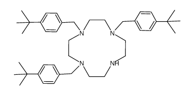 4,7,10-tris(4-tert-butylbenzyl)-1,4,7,10-tetraazacyclododecane结构式