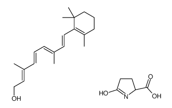 (2E,4E,6E,8E)-3,7-dimethyl-9-(2,6,6-trimethylcyclohexen-1-yl)nona-2,4,6,8-tetraen-1-ol,(2S)-5-oxopyrrolidine-2-carboxylic acid结构式