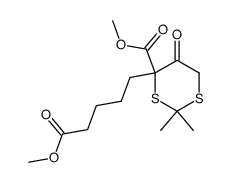 methyl 4-(4-methoxycarbonyl-butyl)-2,2-dimethyl-5-oxo-(1,3)-dithiane-4-carboxylate结构式