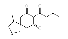 8-butanoyl-4-methyl-2-thiaspiro[4.5]decane-7,9-dione结构式