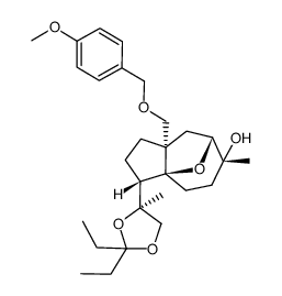 (3R,3aS,6R,7R,8aS)-3-((S)-2,2-diethyl-4-methyl-1,3-dioxolan-4-yl)-8a-(((4-methoxybenzyl)oxy)methyl)-6-methyloctahydro-1H-3a,7-epoxyazulen-6-ol Structure