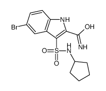 5-bromo-3-(cyclopentylsulfamoyl)-1H-indole-2-carboxamide结构式