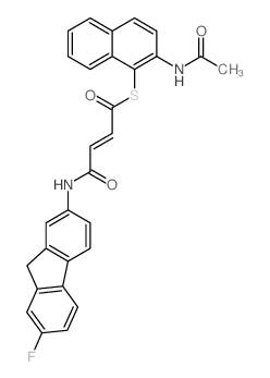 S-(2-acetamidonaphthalen-1-yl) (E)-4-[(7-fluoro-9H-fluoren-2-yl)amino]-4-oxobut-2-enethioate结构式