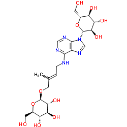 (2E)-4-{[9-(β-D-Glucopyranosyl)-9H-purin-6-yl]amino}-2-methyl-2-buten-1-yl β-D-glucopyranoside结构式