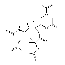 5-acetamido-2,4,8,9-tetra-O-acetyl-3,5-dideoxy-β-D-glycero-D-galacto-2-nonulopyranosono-1,7-lactone结构式