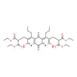 α,α'-Bis(ethoxycarbonyl)-1,2,5,8,9,10-hexahydro-2,5,8,10-tetraoxo-4,6-dipropylpyrido[3,2-g]quinoline-3,7-dipropanoic acid diethyl ester structure