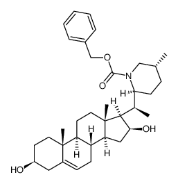 (22S,25R)-N-Benzyloxycarbonyl-22,26-epiminocholest-5-ene-3β,16β-diol Structure