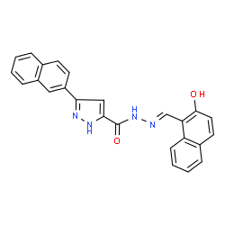 (E)-N-((2-hydroxynaphthalen-1-yl)methylene)-3-(naphthalen-2-yl)-1H-pyrazole-5-carbohydrazide结构式