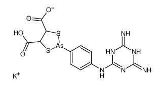 potassium,5-carboxy-2-[4-[(4,6-diamino-1,3,5-triazin-2-yl)amino]phenyl]-1,3,2-dithiarsolane-4-carboxylate结构式