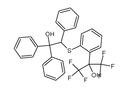 1,1,1,3,3,3-hexafluoro-2-(2-((2-hydroxy-1,2,2-triphenylethyl)thio)phenyl)propan-2-ol结构式