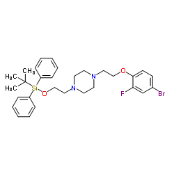 1-[2-(4-Bromo-2-fluorophenoxy)ethyl]-4-(2-{[(2-methyl-2-propanyl)(diphenyl)silyl]oxy}ethyl)piperazine结构式