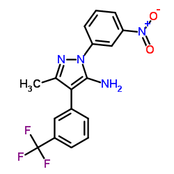 3-Methyl-1-(3-nitrophenyl)-4-[3-(trifluoromethyl)phenyl]-1H-pyrazol-5-amine Structure