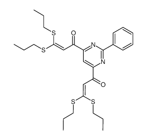 4,6-Bis-(3,3-bispropylsulfanylacryloyl)-2-phenylpyrimidine结构式