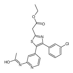 ethyl 2-[5-(2-acetamidopyridin-4-yl)-4-(3-chlorophenyl)-1,3-thiazol-2-yl]acetate结构式