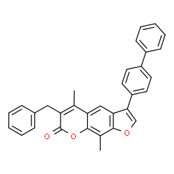 6-benzyl-5,9-dimethyl-3-(4-phenylphenyl)furo[3,2-g]chromen-7-one结构式