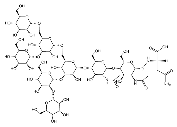 (mannose)6-(N-acetylglucosamine)2-asparagine structure
