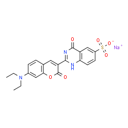 sodium 2-[7-(diethylamino)-2-oxo-2H-1-benzopyran-3-yl]-1,4-dihydro-4-oxoquinazoline-6-sulphonate structure