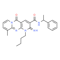 1-butyl-2-imino-10-methyl-5-oxo-N-(1-phenylethyl)-1,5-dihydro-2H-dipyrido[1,2-a:2,3-d]pyrimidine-3-carboxamide结构式