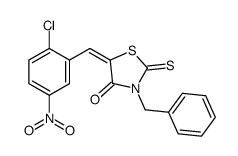 (5E)-3-benzyl-5-[(2-chloro-5-nitrophenyl)methylidene]-2-sulfanylidene-1,3-thiazolidin-4-one结构式