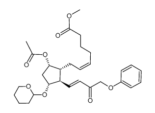 16-phenoxy-17,18,19,20-tetranor-15-dehydroprostaglandin F2α 9-acetate methyl ester 11-(tetrahydropyran-2-yl ether) Structure