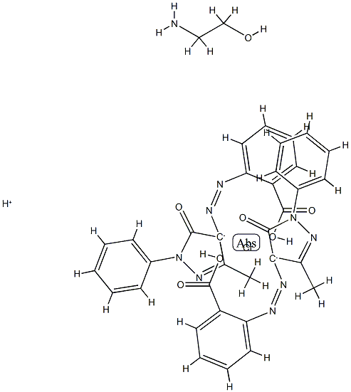 hydrogen bis[2-[(4,5-dihydro-3-methyl-5-oxo-1-phenyl-1H-pyrazol-4-yl)azo]benzoato(2-)]chromate(1-), compound with 2-aminoethanol (1:1) picture