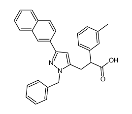 3-(2-Benzyl-5-naphthalen-2-yl-2H-pyrazol-3-yl)-2-m-tolyl-propionic acid Structure