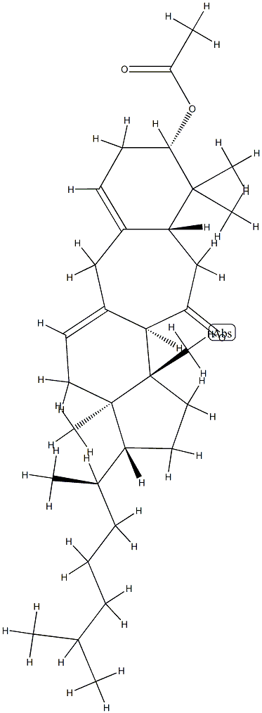 3β-(Acetyloxy)-B(9a)-homo-19-nor-5α-lanosta-1(10),9(11)-dien-7-one结构式
