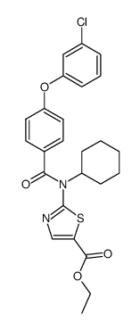 2-{[4-(3-Chloro-phenoxy)-benzoyl]-cyclohexyl-amino}-thiazole-5-carboxylic acid ethyl ester结构式