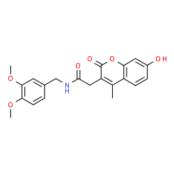 N-[(3,4-dimethoxyphenyl)methyl]-2-(7-hydroxy-4-methyl-2-oxochromen-3-yl)acetamide结构式