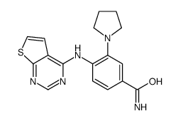 3-pyrrolidin-1-yl-4-(thieno[2,3-d]pyrimidin-4-ylamino)benzamide结构式
