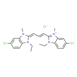 5-chloro-2-[3-(5-chloro-1-ethyl-1,3-dihydro-3-methyl-2H-benzimidazol-2-ylidene)-1-propenyl]-1-ethyl-3-methyl-1H-benzimidazolium chloride Structure