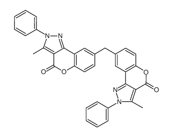 3-methyl-8-[(3-methyl-4-oxo-2-phenyl-2,4-dihydrochromeno[4,3-c]pyrazol-8-yl)methyl]-2-phenyl-2,4-dihydrochromeno[4,3-c]pyrazol-4-one Structure