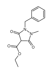 1-benzyl-4-ethoxycarbonyl-2-methylpyrazolidine-3,5-dione结构式