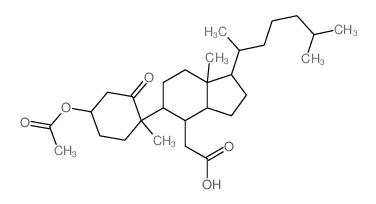 1H-Indene-4-aceticacid,5-[(1R,4S)-4-(acetyloxy)-1-methyl-2-oxocyclohexyl]-1-[(1R)-1,5-dimethylhexyl]octahydro-7a-methyl-,(1R,3aS,4S,5S,7aR)-结构式