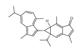 1-(3-guaiazulenyl)-6a-isopropyl-2,5-dimethyl-1,1a,3,6a-tetrahydrocyclopropa[f]inden-3-one结构式